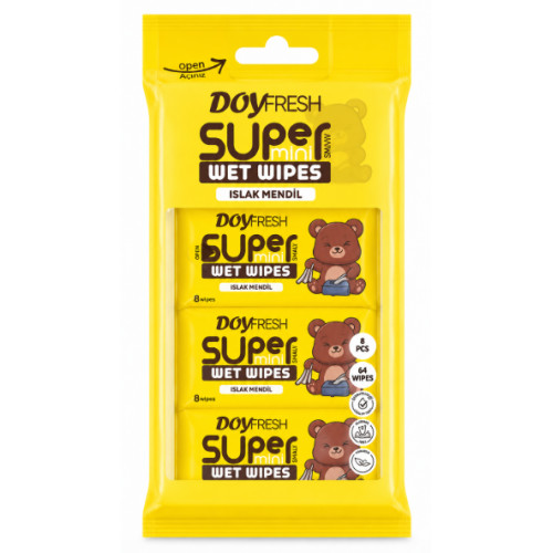 Вологі серветки Doyfresh Mini жовтого кольору, 8 шт
